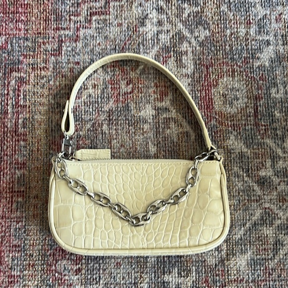 BY FAR Mini croc Rachel shoulder bag in Off-White - Picture 2 of 8
